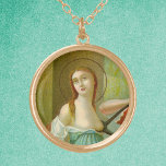 Collier Plaqué Or St. Agatha (M 003)<br><div class="desc">Détail d'un chromolithographe antique publié entre 1895 et 1907 par A. & M. B. d’un tableau Le Martyre de Saint Agatha, Vierge (Martirio di Sant'Agata) de Filippo Paladini (1590-1614) dans la Cathédrale de Saint Agatha (Cattedrale di Sant'Agata ou Duomo di Catania), Catane, Italie (du designer collection privée d'éphémères religieux). Le...</div>