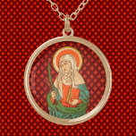 Collier Plaqué Or St. Apollonia (VVP 001)<br><div class="desc">Image antique St. Apollonia d’une empreinte chromolithographique dévotionnelle datant de la fin du XIXe siècle publiée par K. van de Vyvere-Petyt,  Brugge,  Belgique,  dans la collection privée de l’éphémère religieux du concepteur. Fête : 9 février</div>