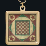 Collier Plaqué Or Tableau de contrôle antique par Ethan Harper<br><div class="desc">Un damier qui sert aussi d'art ? Double le plaisir ! Cette table d'antiquités a été créée par Ethan Harper. Accrochez-le sur votre mur,  ou appelez un ami et commencez une partie de dames !</div>