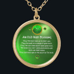 Collier Plaqué Or Une Vielle Bénédiction Irlandaise<br><div class="desc">Joyau celtique élégant, unique en or avec une pierre émeraude et entrée shamrock avec une ancienne prière irlandaise à l'intérieur pour la Saint Paddy's Day (, St. Patty ). Pierres 3D vibrantes et design très précis, modélisation et rendu 3D par Bulgan Lumini (c).Partie de la série Hyper Talismans. .Un design...</div>