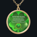 Collier Plaqué Or Une Vielle Bénédiction Irlandaise<br><div class="desc">Joyau celtique élégant, unique en or avec une pierre émeraude et entrée shamrock avec une ancienne prière irlandaise à l'intérieur pour la Saint Paddy's Day (, St. Patty ). Pierres 3D vibrantes et design très précis, modélisation et rendu 3D par Bulgan Lumini (c).Partie de la série Hyper Talismans. .Un design...</div>