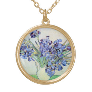 Collier Plaqué Or Vase Still Life avec Irises par Vincent van Gogh