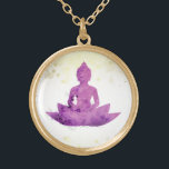 Collier Plaqué Or *~* Violet AP33 Bouddha Botanique Lotus Floral<br><div class="desc">( ID de recherche AP33 pour des designs similaires ) Boho Zen Aquarelle Abstraite simple et minimale avec zones OR. Il y a des options dans la forme et les couleurs de placage en métal en Plaque d'argent et en Plaque d'or. * Garland bohème rehaussé d'énergie / Bouquet Floral /...</div>