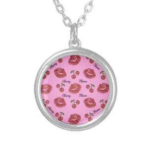 Collier RAB Rockabilly Cherry Kisses on Pink
