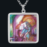 Collier ROMEO ET JULIET Romantique Saint Valentin<br><div class="desc">Scène de balcon de Romeo et Juilet tragédie par William Shakespeare .Tableau d'aquarelle contemporaine avec feuille d'or et couleurs irisées en violet clair,  rose,  vert,  jaune orange,  turquoise,  turquase,  blanc ..Peinture par Bulgan Lumini (c)</div>