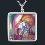 Collier ROMEO ET JULIET Romantique Saint Valentin<br><div class="desc">Scène de balcon de Romeo et Juilet tragédie par William Shakespeare .Tableau d'aquarelle contemporaine avec feuille d'or et couleurs irisées en violet clair,  rose,  vert,  jaune orange,  turquoise,  turquase,  blanc ..Peinture par Bulgan Lumini (c)</div>