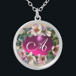 COLLIER ROSES SAUVAGES AVEC PIERRE DE GEM DE FUCHSIA ROSE<br><div class="desc">Design floral élégant, classe et classique. Beaux roses de chien rose avec une pierre gemme fuchsia améthyste brillante .3D graphismes et développement numérique en style vintage par Bulgan Lumini (c) Facile à customiser avec vos initiales et votre propre texte comme une cérémonie mariage faire-part, les cartes de place, enregistrer la...</div>