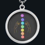 Collier *~* Soigner Les Symboles Chakra   Mains De Guériso<br><div class="desc">BIJOUX D'ARGENT AVEC INTENTION (R) - Bijoux Énergétiquement Améliorés. Chakra et guérison mains sur un arrière - plan noir. En tant que guérisseur spirituel de l'énergie à distance professionnelle depuis 2001, j'ai appris, développé et utilisé la puissance de l'intention de guérison de l'énergie. Tout mon BIJOUX AVEC INTENTION (R) porte...</div>