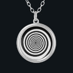 Collier Spirale hypnotique noire et blanche<br><div class="desc">Conçu par veuillez agréer l'expression de nos salutations distinguées.</div>