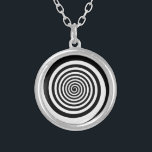 Collier Spirale hypnotique noire et blanche<br><div class="desc">Conçu par veuillez agréer l'expression de nos salutations distinguées.</div>