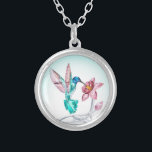 Collier Sweet Hummingbird et Flower Crystal Art Imprimer<br><div class="desc">Elégant colibri et design floral.</div>