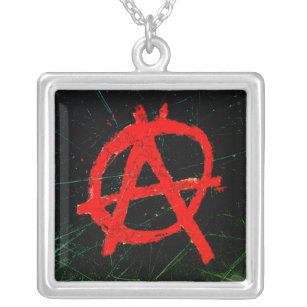 Collier Symbole d'anarchie rouge grungy