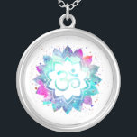 Collier *~* Symbole OM . Lotus Aum<br><div class="desc">* Énergétiquement amélioré - Un symbole OM Lotus Watercolor Mandala sur un arrière - plan noir.* arrière - plan blanc ROND et aquarelle colorée. Plate d'argent. Il peut être Zen , Esotérique , Nouvel Âge , Métaphysique , et Spirituel aide à la méditation et à la pleine conscience. Voici pour...</div>