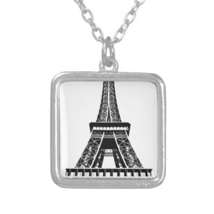 Collier Tour Eiffel noir blanc Paris France Art