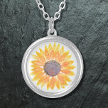 Collier Tournesol<br><div class="desc">Ce collier floral est décoré d'un tournesol jaune aquarelle. Aquarelle originale © Michele Davies.</div>