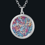 COLLIER TREE ABSTRACT<br><div class="desc">An abstract art design of a small woodland tree in blues, reds and brown colours.</div>