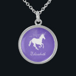 Collier Unicorn Violet<br><div class="desc">Personnalisez un cadeau unique pour vos demoiselles d'honneur avec un collier Unicorn violet. Le design de collier présente un arrière - plan étoilé avec une licorne ornée d'étoiles. Personnalisez-vous avec le nom de la demoiselle d'honneur pour un souvenir précieux de votre grand jour. Papier à lettres mariage supplémentaire disponible avec...</div>