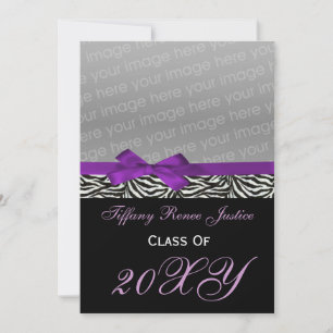 collier violet Graduation photo Invitation