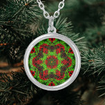 Collier Weave Mandala Green and Red<br><div class="desc">This funky mandala features festive green and red in a basket weave style. Psychedelic visuals for the modern hippie or anyone who loves groovy colors.</div>