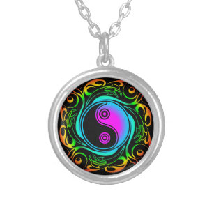 Collier Yin Yang Psychedelic Rainbow Tattoo