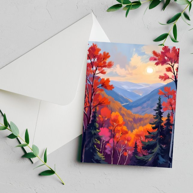 Collines d'Automne | Carte aquarelle de feuilles d (Créateur téléchargé)