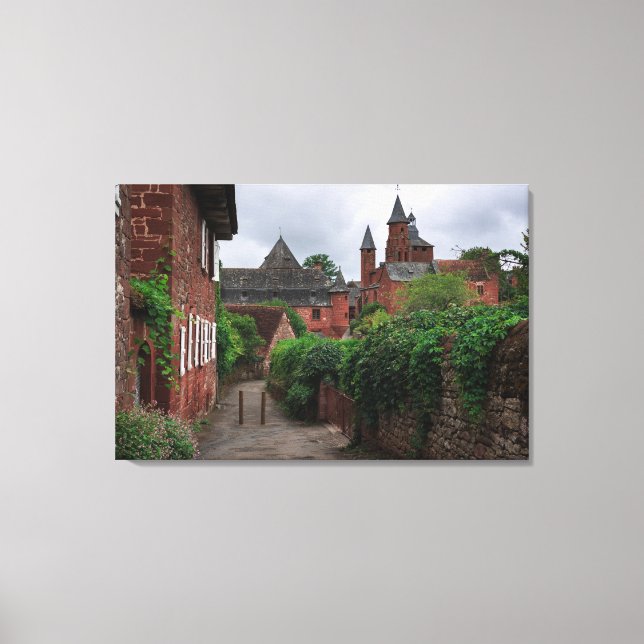 Collonges-la-Rouge, gravure en toile rouge du vill (Recto)