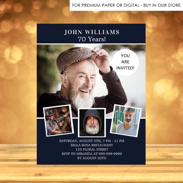 Colloque photo bleu marine invitation d'anniversai (Créateur téléchargé)