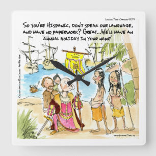 Colomb immigre en Amérique Horloge murale drôle