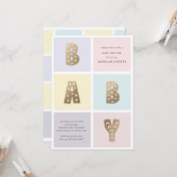 Color Block Pastel Gold Baby shower Invitation