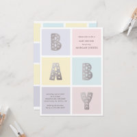 Color Block Pastel Silver Baby shower Invitation