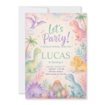 Color Dinosaur Birthday Invitation Editable