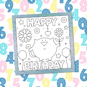 Color Me Happy Birthday Kitten   Carte d'activité