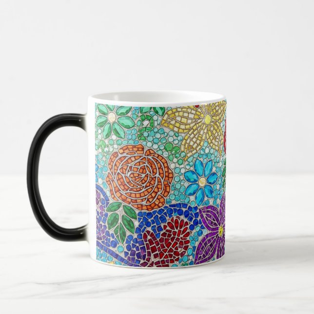 Color morphing modern mosaic design ceramic mug (Gauche)