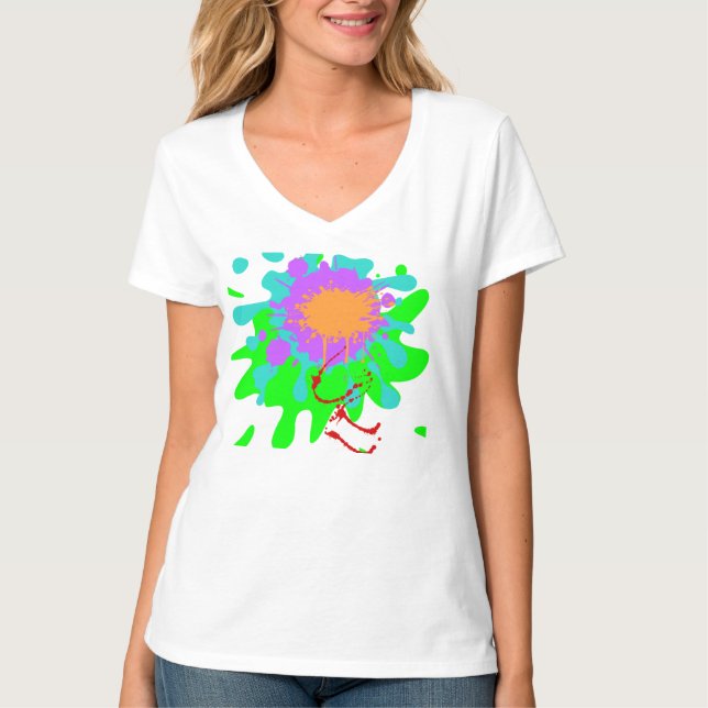 Color Splash women's basic V-neck tshirt (Devant)