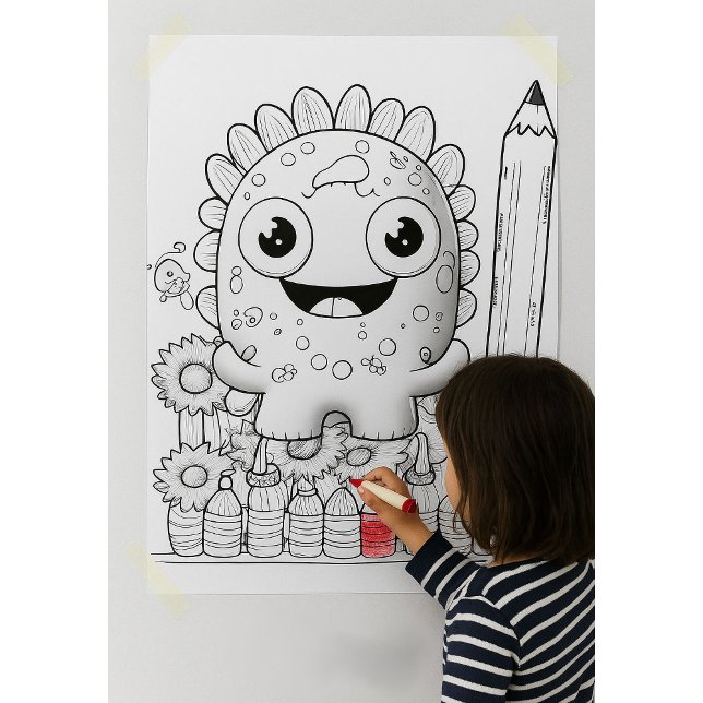 Color Yourself Cartoon Monster Kids Wall Poster (Créateur téléchargé)