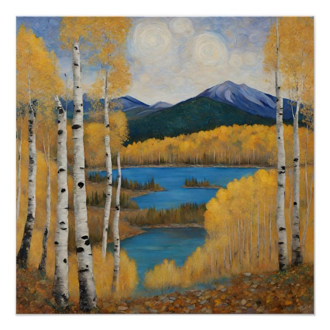Colorado Aspens Mountain Lake Poster d'automne (Devant)