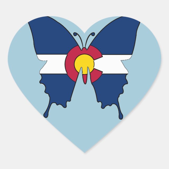 Colorado drapeau papillon autocollants coeur (Devant)