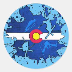 Colorado drapeau ski splatz autocollants ronds
