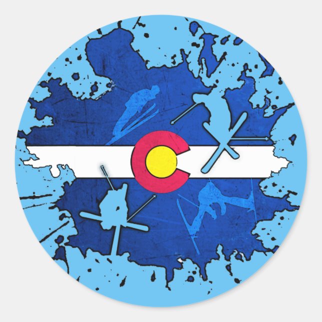 Colorado drapeau ski splatz autocollants ronds (Devant)