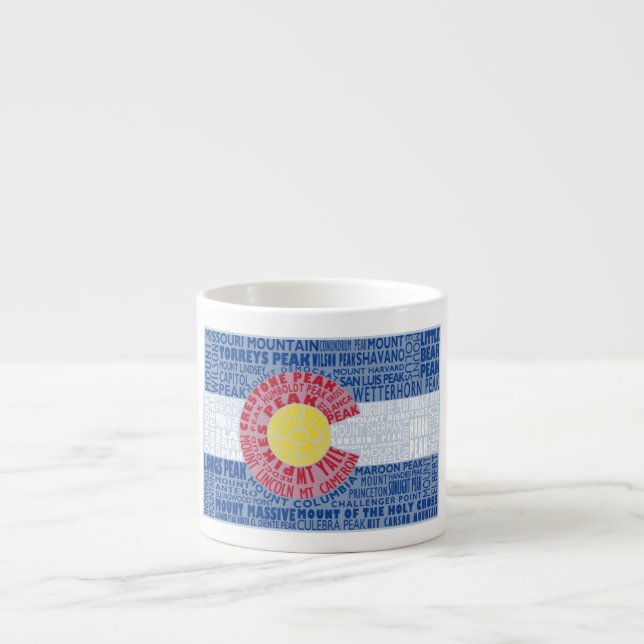 Colorado Fourteeners 14ers State Flag Espresso Mug (Devant)