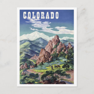 Colorado montagnes, carte postale voyage vintage