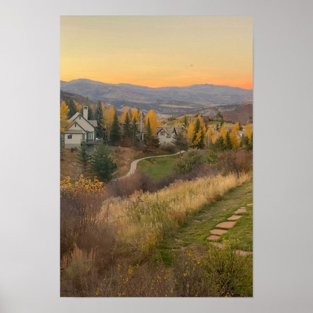 Colorado Rocky Mountain Sunset Design Poster (Devant)