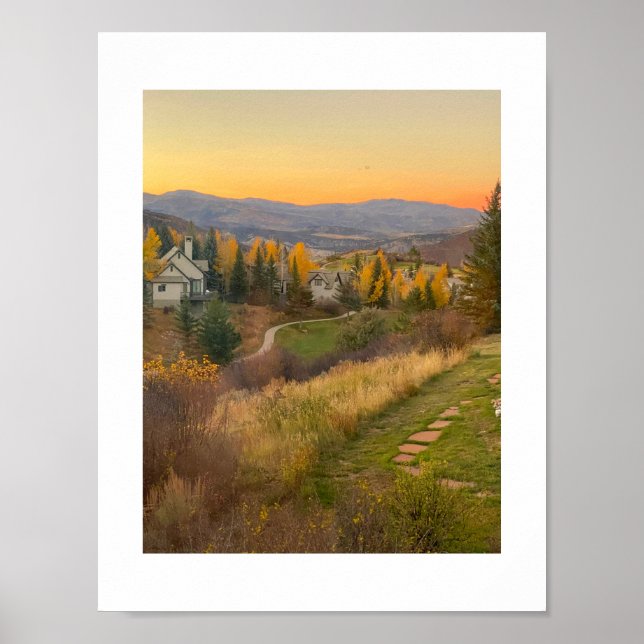 Colorado Rocky Mountain Sunset Design Poster (Devant)