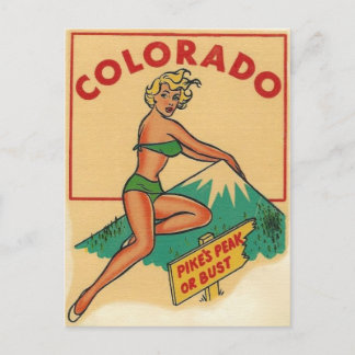 Colorado Vintage Pin Up Girl Travel Carte Postale