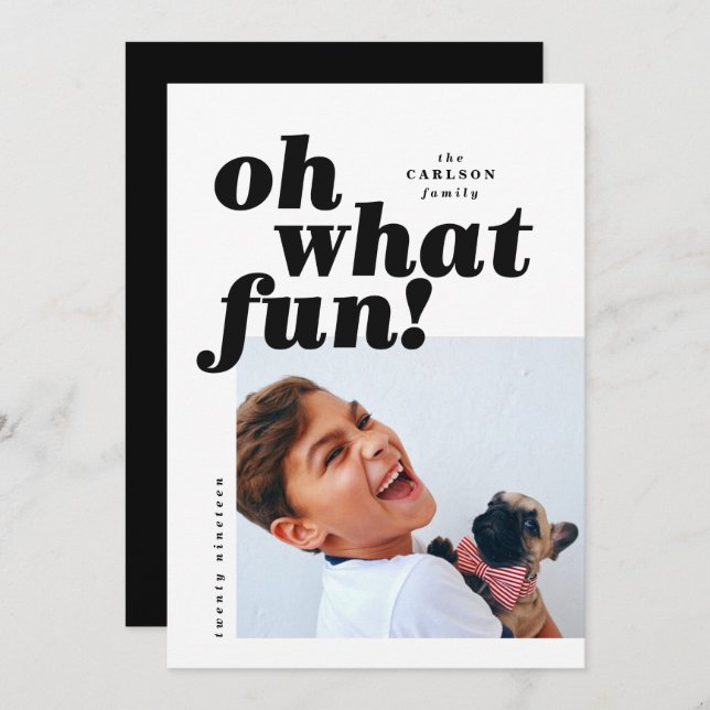 Colorblock Photo Gras Typographie Carte de Noël (Devant / Derrière)