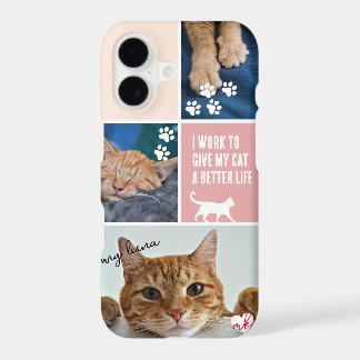 Colorblock rose Chat Photo Collage Monogramme Anim