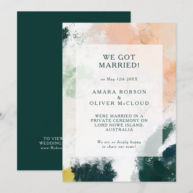 Coloré Abstrait Elopement Faire-part (Devant / Derrière)