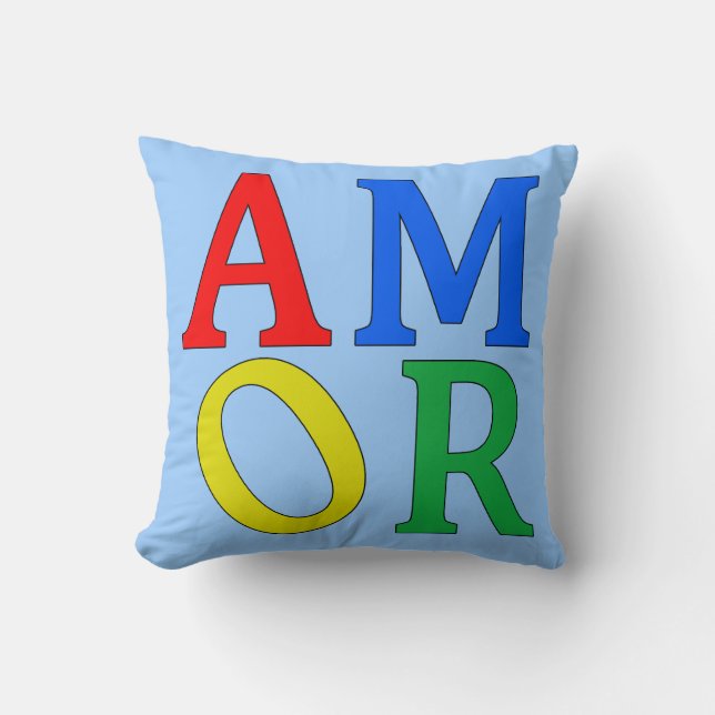 Coloré AMOR Coussin LOVE en espagnol (Recto)