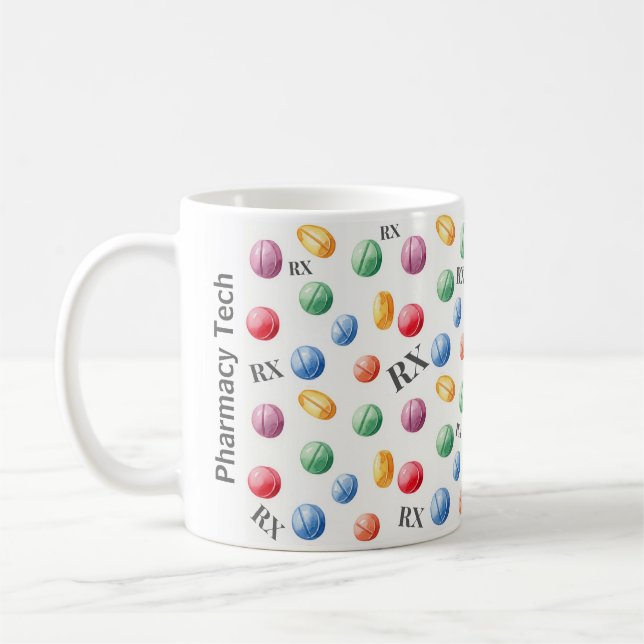 Coloré Aquarelle pilules Symbole RX Mug pharmacie (Gauche)