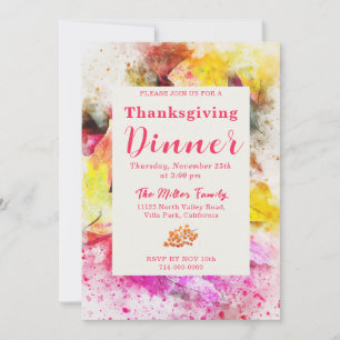 Coloré Automne Thanksgiving Dîner Invitation